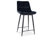 Barová čalouněná židle CASA 11395 VELVET černá/černá